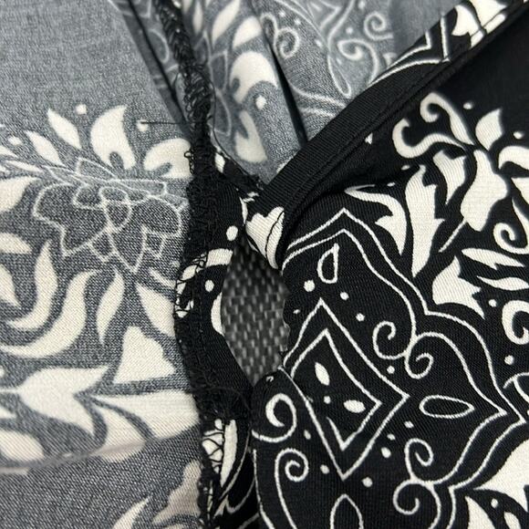 Vintage La Belle Black/White M Floral Midi Wrap Dress‎ 2/3 Sleeves Made In USA - Picture 8 of 11